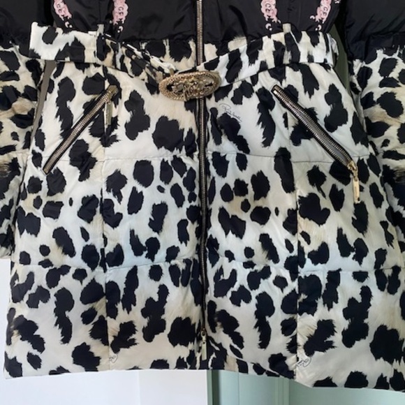 Roberto Cavalli Black and Pink Puffer Jacket with Bold Patterns - Picture 4 of 16